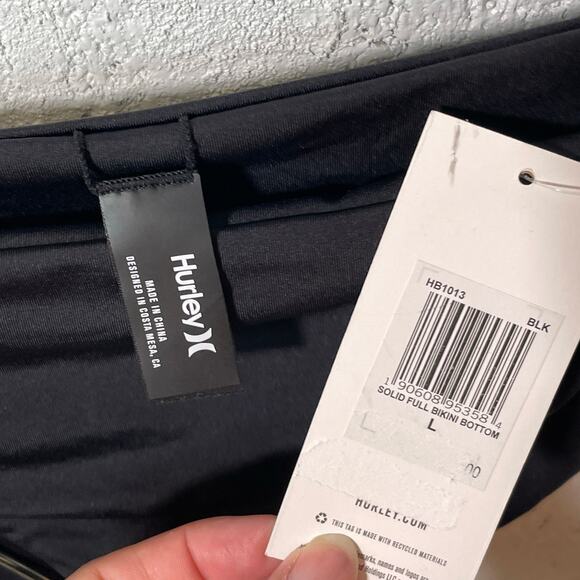 Hurley JRs  Solid Full Bikini Bottom in Black, Size Large - Picture 5 of 5